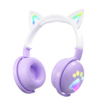 KE28 RGB 可愛貓耳藍牙無線音樂耳機，附可拆卸麥克風