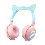 KE28 RGB 可愛貓耳藍牙無線音樂耳機，附可拆卸麥克風