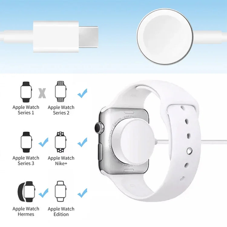 1米 USB-C / Type-C 磁吸快速充電線，適用於 Apple Watch Ultra/8/7/6/SE/SE2/5/4/3/2，DS-XB012