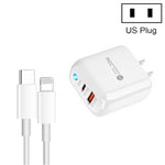 PD04 Type-C + USB 手機充電器，附 Type-C 轉 8 Pin 線，美規插頭，美規插頭 + Type-C 轉 8 Pin 線