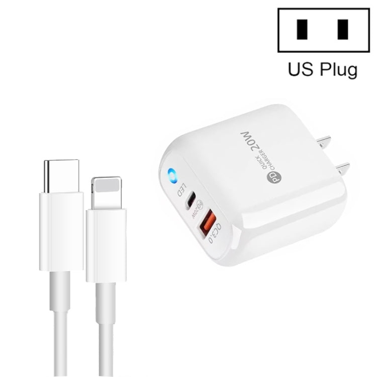 PD04 Type-C + USB 手機充電器，附 Type-C 轉 8 Pin 線，美規插頭，美規插頭 + Type-C 轉 8 Pin 線