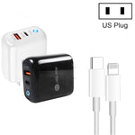 PD04 Type-C + USB 手機充電器，附 Type-C 轉 8 Pin 線，美規插頭，美規插頭 + Type-C 轉 8 Pin 線