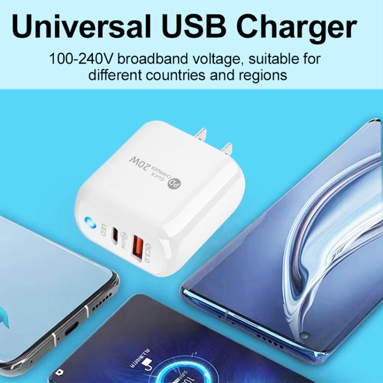 PD04 Type-C + USB 手機充電器，附 Type-C 轉 8 Pin 線，美規插頭，美規插頭 + Type-C 轉 8 Pin 線