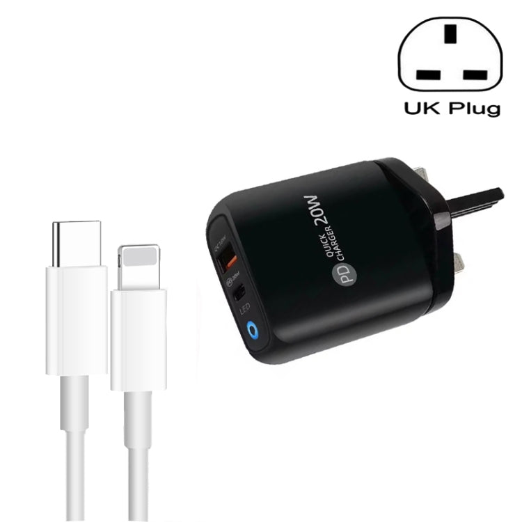 PD04 Type-C + USB 手機充電器，附 Type-C 轉 8 Pin 線，英規插頭，英規插頭 + Type-C 轉 8 Pin 線