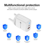PD04 Type-C + USB 手機充電器，附 Type-C 轉 8 Pin 線，英規插頭，英規插頭 + Type-C 轉 8 Pin 線