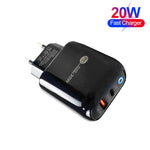PD04 Type-C + USB 手機充電器，附 Type-C 對 Type-C 數據線，歐規插頭，歐規插頭 + Type-C 對 Type-C 數據線