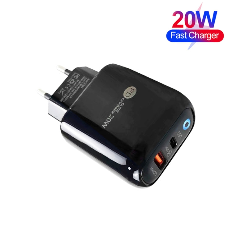 PD04 Type-C + USB 手機充電器，附 Type-C 對 Type-C 數據線，歐規插頭，歐規插頭 + Type-C 對 Type-C 數據線