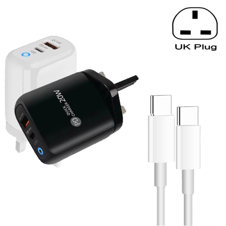 PD04 Type-C + USB 手機充電器，附 Type-C 對 Type-C 數據線，英規插頭，英規插頭 + Type-C 對 Type-C 數據線
