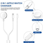 適用於 Apple Watch 系列與 iPhone 二合一 USB 磁吸充電線 1.2米，DS-XB015