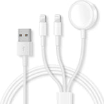 適用於 Apple Watch 系列與 iPhone 三合一 USB 磁吸充電線 4英尺/1.2米，DS-XB016