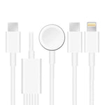 適用於 Apple Watch 系列與具雙 Type-C 插頭手機 三合一 USB 磁吸充電線 4英尺/1.2米，DS-XB020