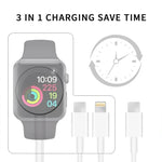 適用於 Apple Watch 系列與具雙 Type-C 插頭手機 三合一 USB 磁吸充電線 4英尺/1.2米，DS-XB020