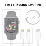 適用於 Apple Watch Series 及 iPhone 3合1 Type-C 磁吸充電線 4英尺/1.2米，DS-XB019