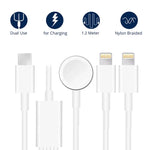 適用於 Apple Watch Series 及 iPhone 3合1 Type-C 磁吸充電線 4英尺/1.2米，DS-XB019
