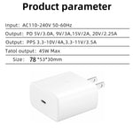M135 45W USB-C / Type-C 埠快速充電器，附 5A Type-C 對 Type-C 數據線，美規插頭，美規插頭 + Type-C 數據線