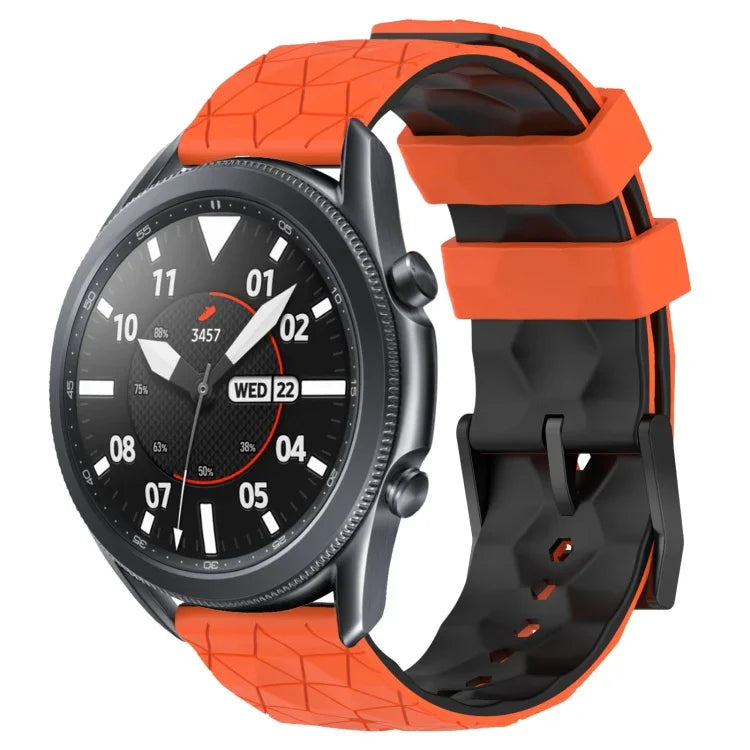 22mm 足球圖案雙色矽膠錶帶，適用於 Samsung Galaxy Watch3 45mm，適用於 Samsung Galaxy Watch 46mm，適用於 Samsung Gear S3 Classic，適用於 Samsung Gear S3 Frontier