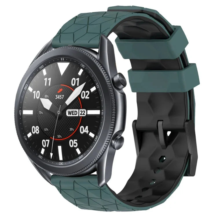 22mm 足球圖案雙色矽膠錶帶，適用於 Samsung Galaxy Watch3 45mm，適用於 Samsung Galaxy Watch 46mm，適用於 Samsung Gear S3 Classic，適用於 Samsung Gear S3 Frontier