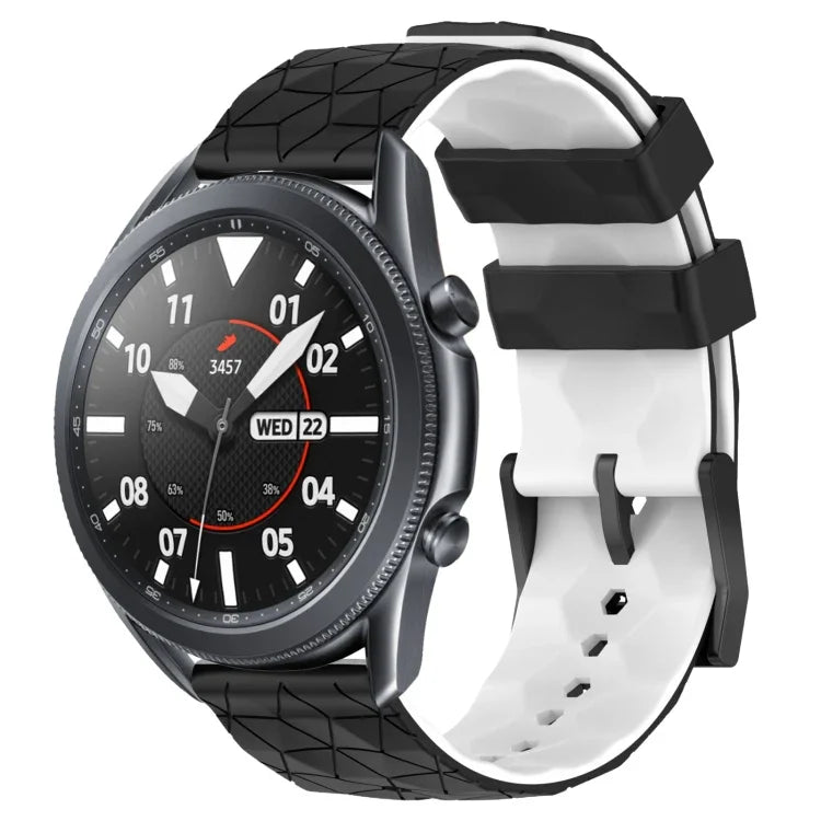 22mm 足球圖案雙色矽膠錶帶，適用於 Samsung Galaxy Watch3 45mm，適用於 Samsung Galaxy Watch 46mm，適用於 Samsung Gear S3 Classic，適用於 Samsung Gear S3 Frontier