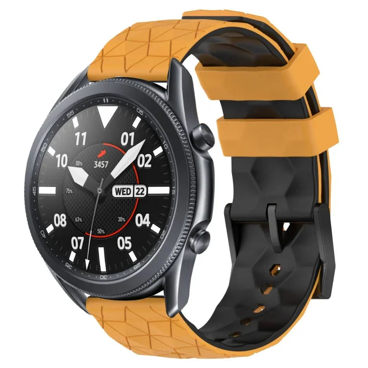 22mm 足球圖案雙色矽膠錶帶，適用於 Samsung Galaxy Watch3 45mm，適用於 Samsung Galaxy Watch 46mm，適用於 Samsung Gear S3 Classic，適用於 Samsung Gear S3 Frontier