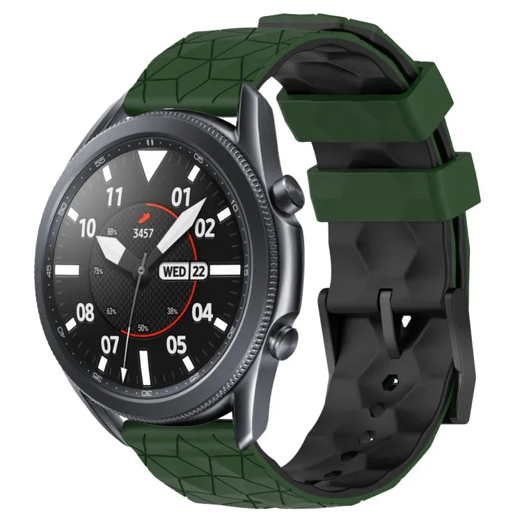 22mm 足球圖案雙色矽膠錶帶，適用於 Samsung Galaxy Watch3 45mm，適用於 Samsung Galaxy Watch 46mm，適用於 Samsung Gear S3 Classic，適用於 Samsung Gear S3 Frontier