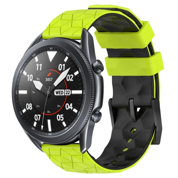 22mm 足球圖案雙色矽膠錶帶，適用於 Samsung Galaxy Watch3 45mm，適用於 Samsung Galaxy Watch 46mm，適用於 Samsung Gear S3 Classic，適用於 Samsung Gear S3 Frontier