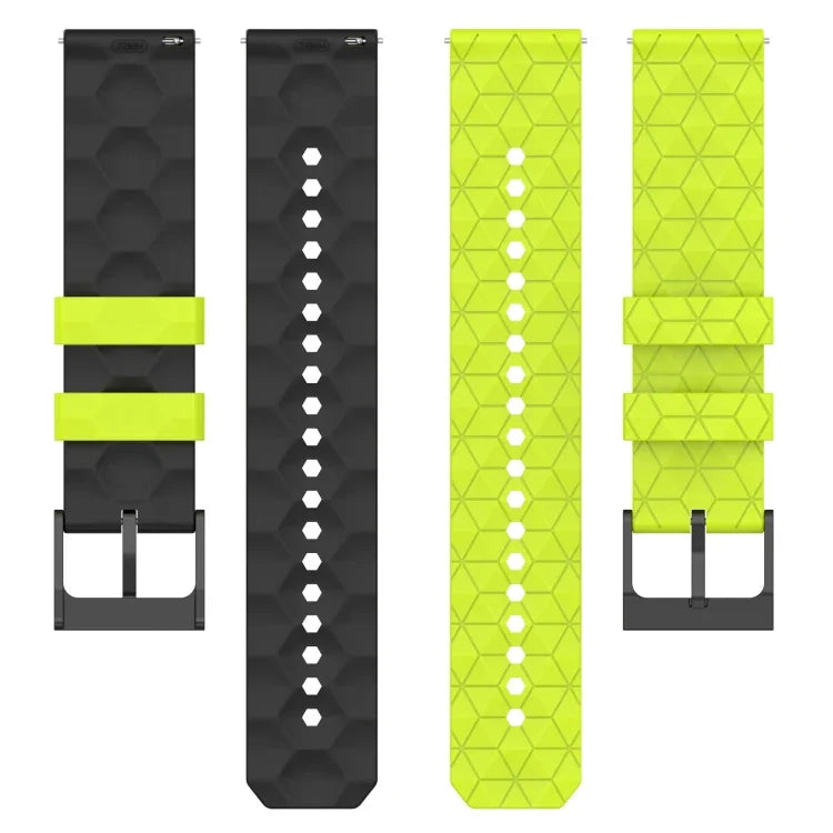 22mm 足球圖案雙色矽膠錶帶，適用於 Samsung Galaxy Watch3 45mm，適用於 Samsung Galaxy Watch 46mm，適用於 Samsung Gear S3 Classic，適用於 Samsung Gear S3 Frontier