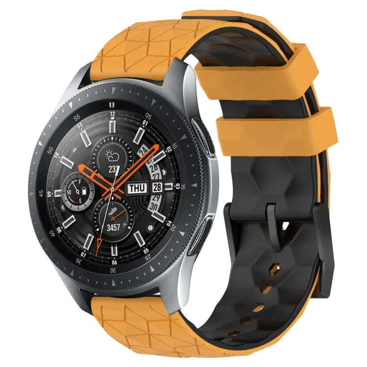 22mm 足球圖案雙色矽膠錶帶，適用於 Samsung Galaxy Watch3 45mm，適用於 Samsung Galaxy Watch 46mm，適用於 Samsung Gear S3 Classic，適用於 Samsung Gear S3 Frontier