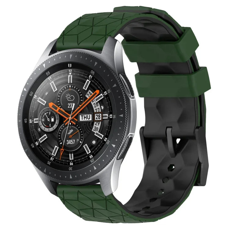 22mm 足球圖案雙色矽膠錶帶，適用於 Samsung Galaxy Watch3 45mm，適用於 Samsung Galaxy Watch 46mm，適用於 Samsung Gear S3 Classic，適用於 Samsung Gear S3 Frontier