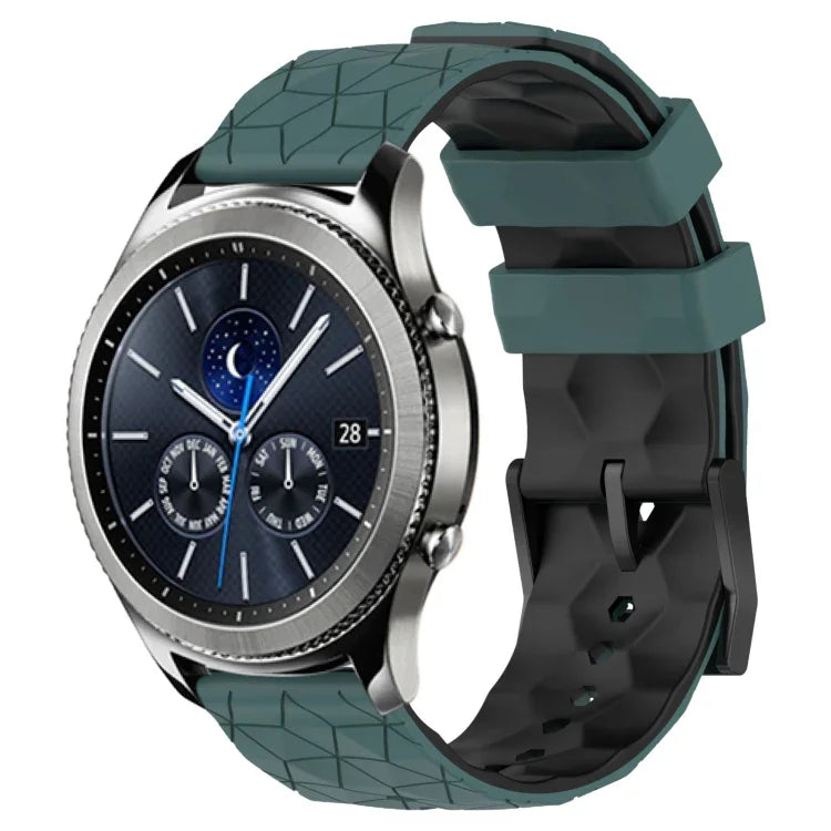 22mm 足球圖案雙色矽膠錶帶，適用於 Samsung Galaxy Watch3 45mm，適用於 Samsung Galaxy Watch 46mm，適用於 Samsung Gear S3 Classic，適用於 Samsung Gear S3 Frontier