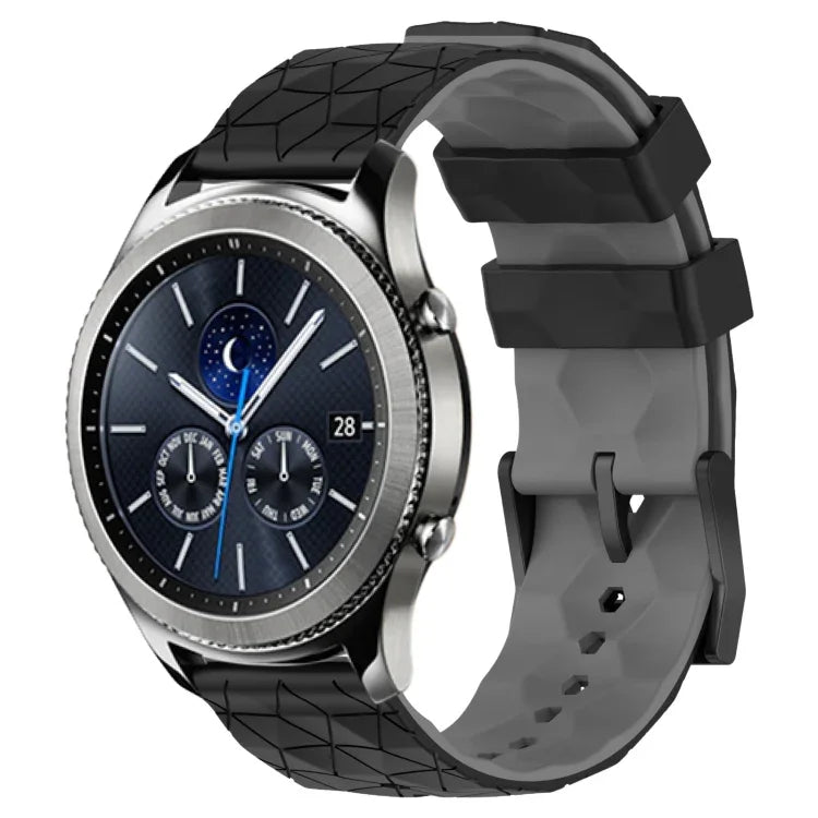 22mm 足球圖案雙色矽膠錶帶，適用於 Samsung Galaxy Watch3 45mm，適用於 Samsung Galaxy Watch 46mm，適用於 Samsung Gear S3 Classic，適用於 Samsung Gear S3 Frontier