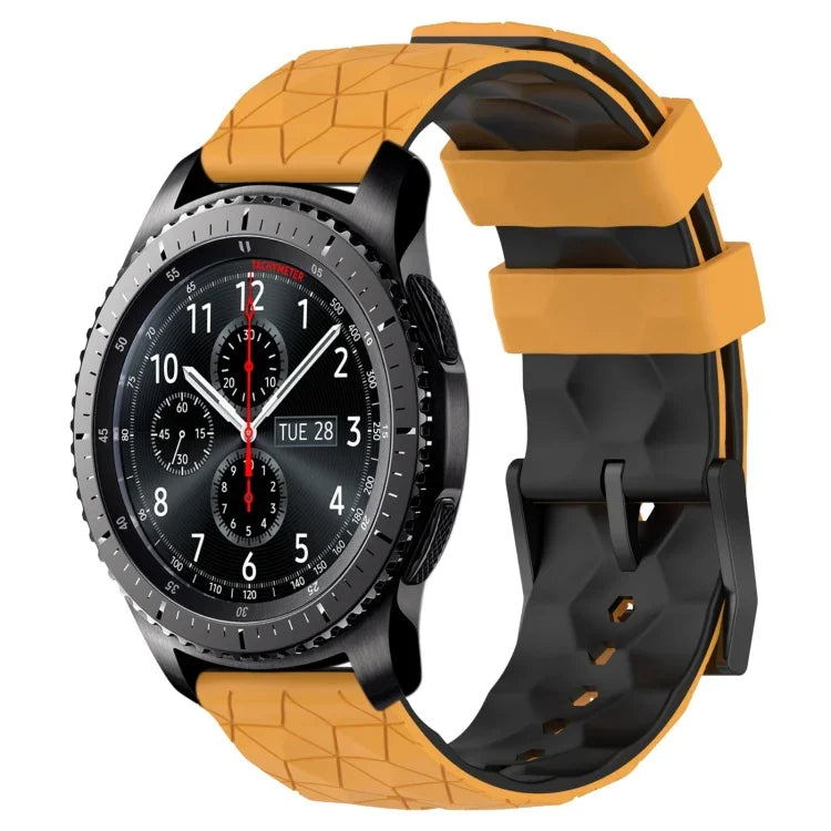 22mm 足球圖案雙色矽膠錶帶，適用於 Samsung Galaxy Watch3 45mm，適用於 Samsung Galaxy Watch 46mm，適用於 Samsung Gear S3 Classic，適用於 Samsung Gear S3 Frontier