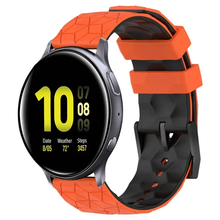 20mm 足球圖案雙色矽膠錶帶，適用於 Samsung Galaxy Watch Active 2 44mm，適用於 Samsung Galaxy Watch 42mm