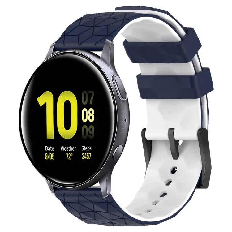 20mm Football Pattern Two-Color Silicone Watch Band, For Samsung Galaxy Watch Active 2 44mm, For Samsung Galaxy Watch 42mm