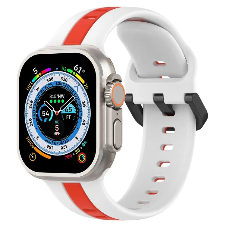 雙色環扣矽膠錶帶，適用於 Apple Watch Ultra 49mm，Apple Watch Series 8&7 45mm，Apple Watch Series 8&7 41mm