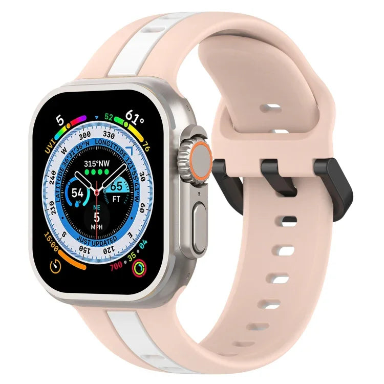 雙色環扣矽膠錶帶，適用於 Apple Watch Ultra 49mm，Apple Watch Series 8&7 45mm，Apple Watch Series 8&7 41mm