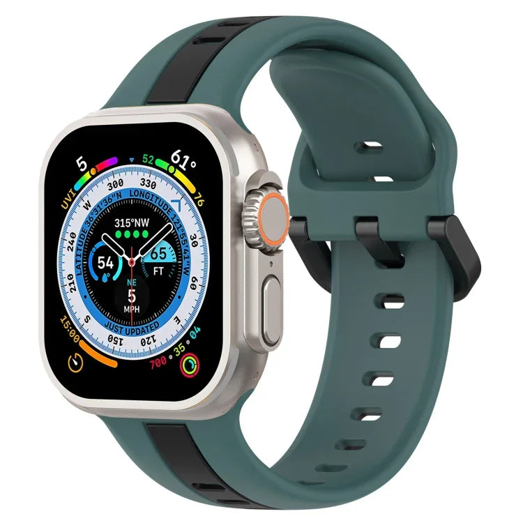 雙色環扣矽膠錶帶，適用於 Apple Watch Ultra 49mm，Apple Watch Series 8&7 45mm，Apple Watch Series 8&7 41mm