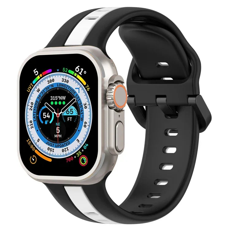 雙色環扣矽膠錶帶，適用於 Apple Watch Ultra 49mm，Apple Watch Series 8&7 45mm，Apple Watch Series 8&7 41mm