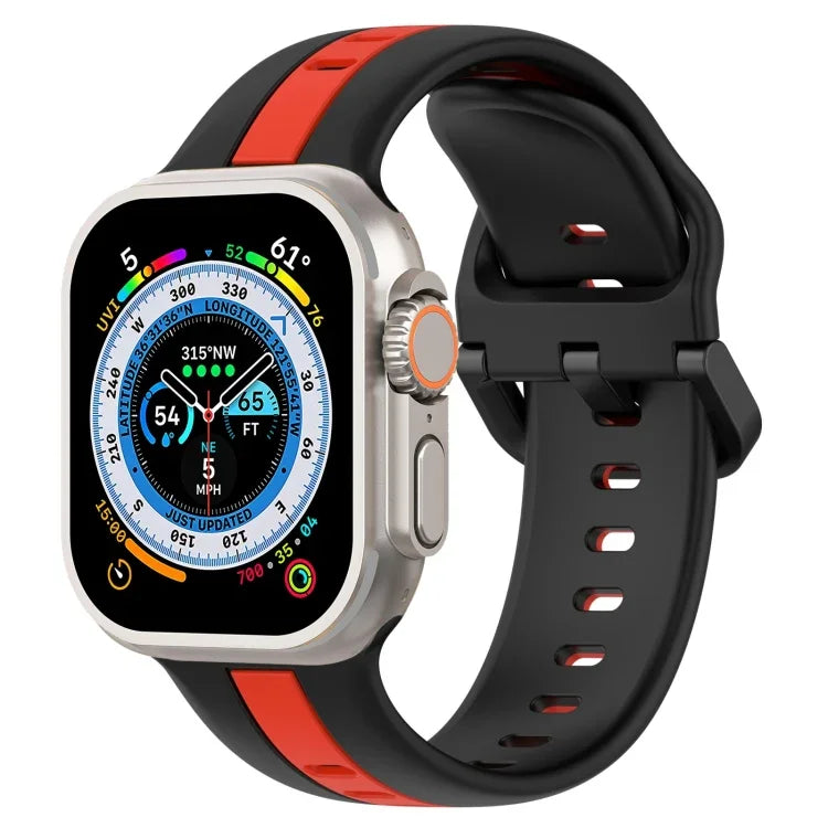 雙色環扣矽膠錶帶，適用於 Apple Watch Ultra 49mm，Apple Watch Series 8&7 45mm，Apple Watch Series 8&7 41mm