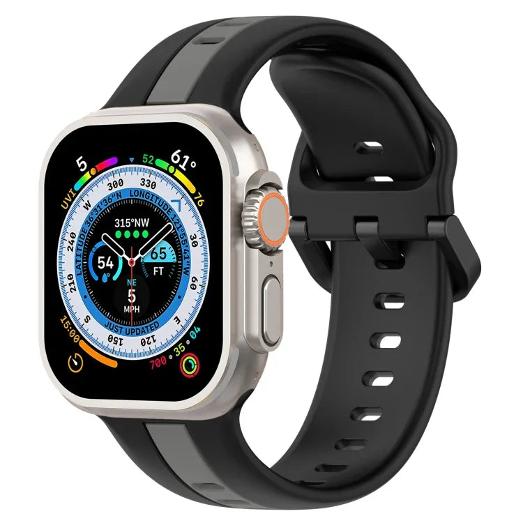 雙色環扣矽膠錶帶，適用於 Apple Watch Ultra 49mm，Apple Watch Series 8&7 45mm，Apple Watch Series 8&7 41mm