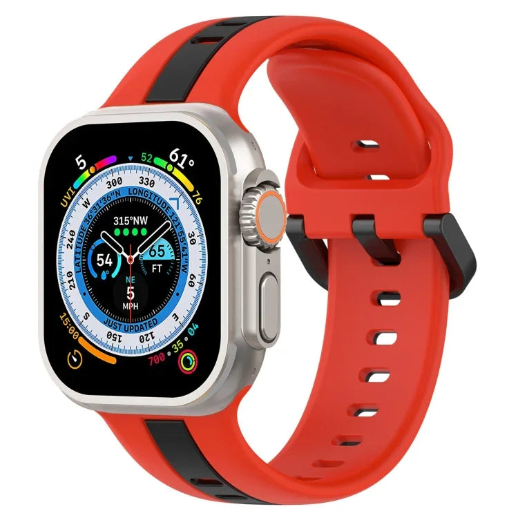雙色環扣矽膠錶帶，適用於 Apple Watch Ultra 49mm，Apple Watch Series 8&7 45mm，Apple Watch Series 8&7 41mm