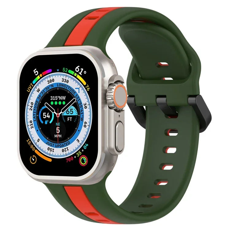 雙色環扣矽膠錶帶，適用於 Apple Watch Ultra 49mm，Apple Watch Series 8&7 45mm，Apple Watch Series 8&7 41mm