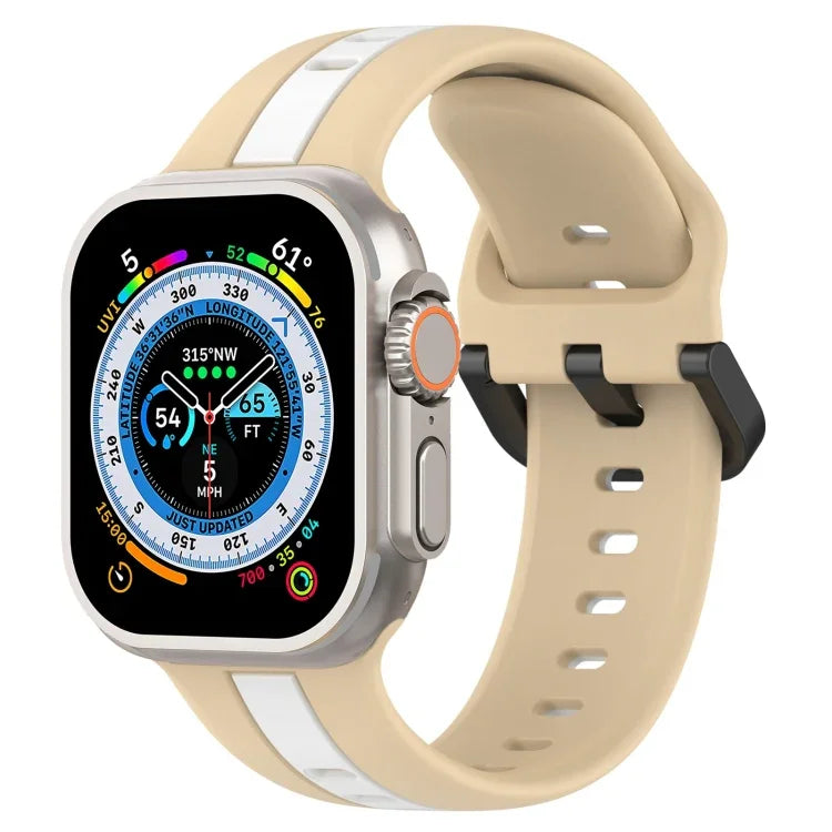 雙色環扣矽膠錶帶，適用於 Apple Watch Ultra 49mm，Apple Watch Series 8&7 45mm，Apple Watch Series 8&7 41mm