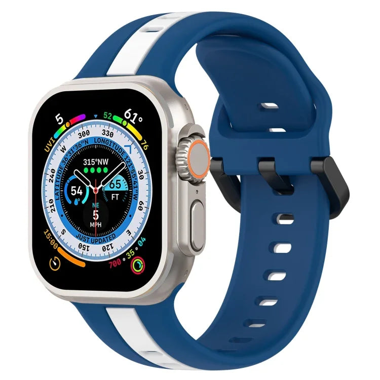 雙色環扣矽膠錶帶，適用於 Apple Watch Ultra 49mm，Apple Watch Series 8&7 45mm，Apple Watch Series 8&7 41mm