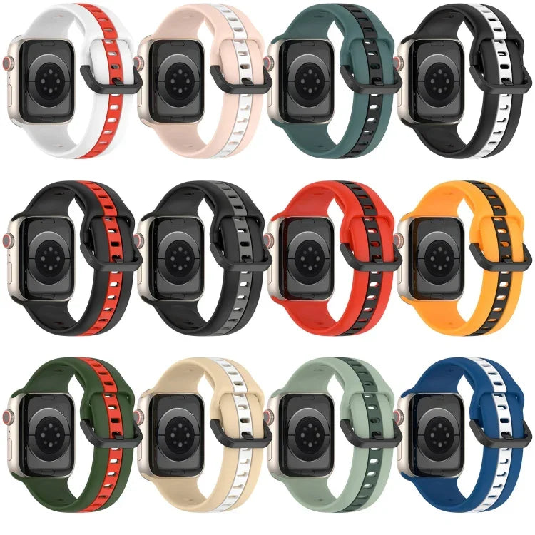 雙色環扣矽膠錶帶，適用於 Apple Watch Ultra 49mm，Apple Watch Series 8&7 45mm，Apple Watch Series 8&7 41mm