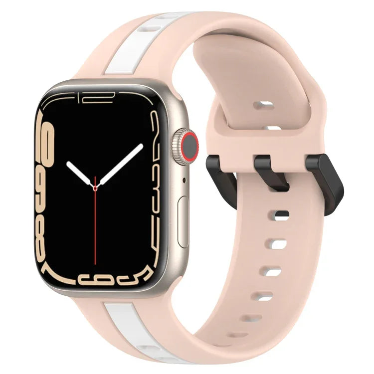 雙色環扣矽膠錶帶，適用於 Apple Watch Ultra 49mm，Apple Watch Series 8&7 45mm，Apple Watch Series 8&7 41mm