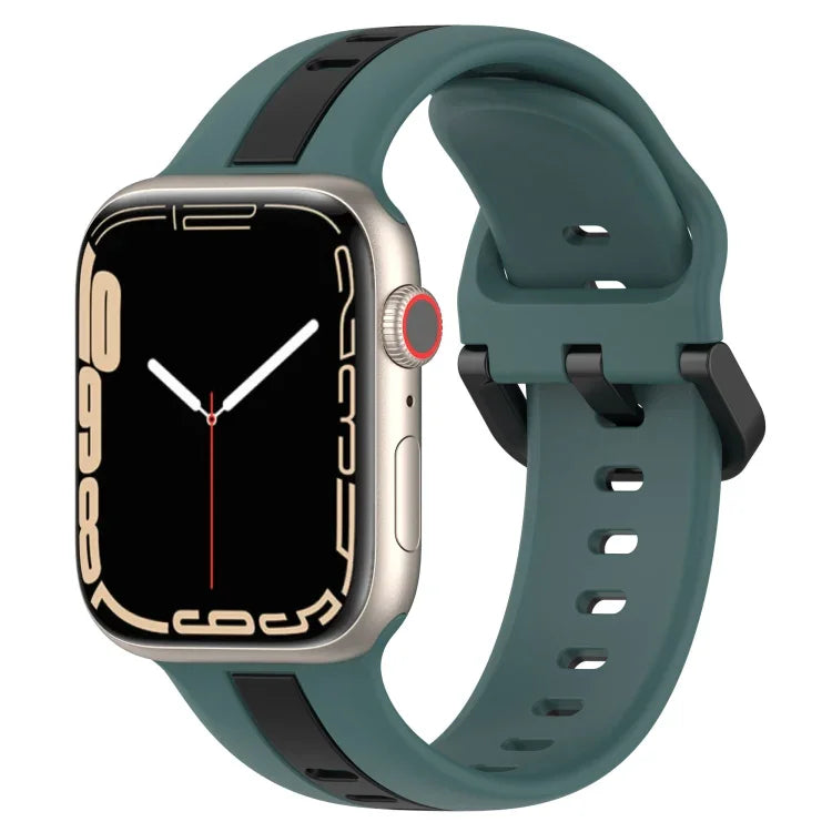雙色環扣矽膠錶帶，適用於 Apple Watch Ultra 49mm，Apple Watch Series 8&7 45mm，Apple Watch Series 8&7 41mm
