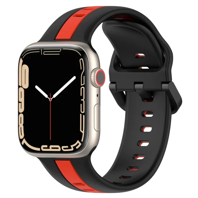 雙色環扣矽膠錶帶，適用於 Apple Watch Ultra 49mm，Apple Watch Series 8&7 45mm，Apple Watch Series 8&7 41mm