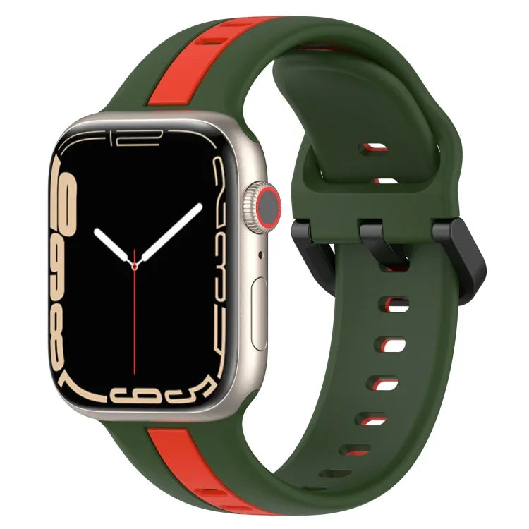 雙色環扣矽膠錶帶，適用於 Apple Watch Ultra 49mm，Apple Watch Series 8&7 45mm，Apple Watch Series 8&7 41mm