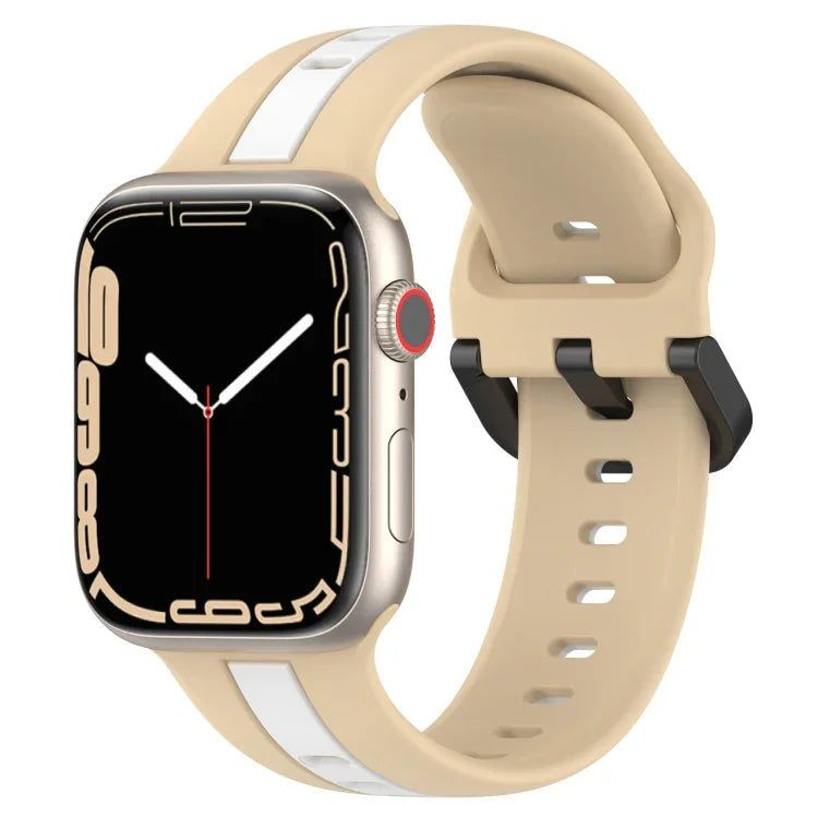 雙色環扣矽膠錶帶，適用於 Apple Watch Ultra 49mm，Apple Watch Series 8&7 45mm，Apple Watch Series 8&7 41mm