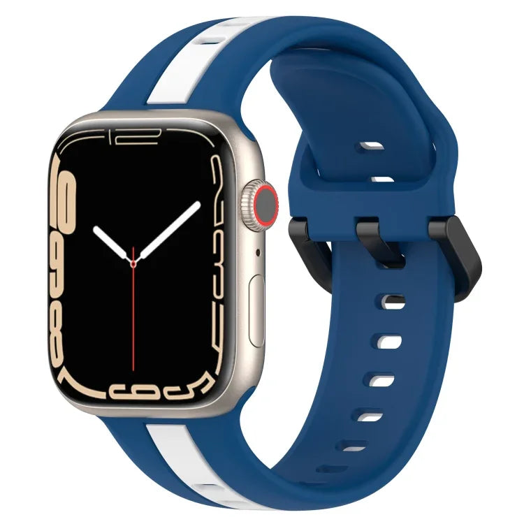 雙色環扣矽膠錶帶，適用於 Apple Watch Ultra 49mm，Apple Watch Series 8&7 45mm，Apple Watch Series 8&7 41mm